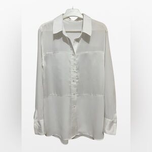 Mango Chiffon button down White Shirt US 6-M New Without Tags